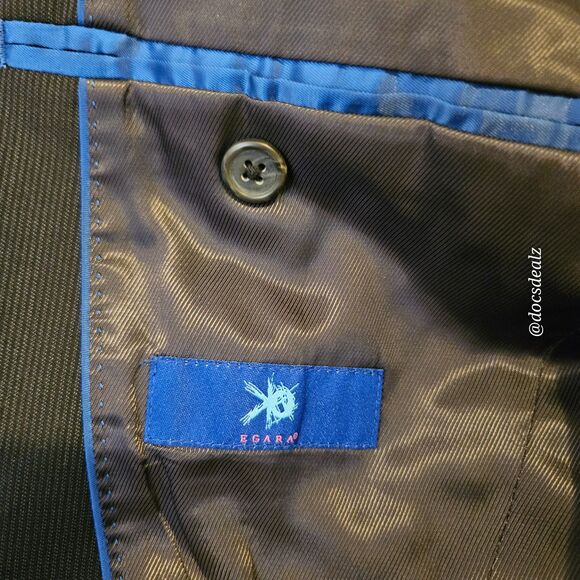 EGARA Suit Jacket Men's Black Slim Fit Wool Blend 40 long - Picture 6 of 8